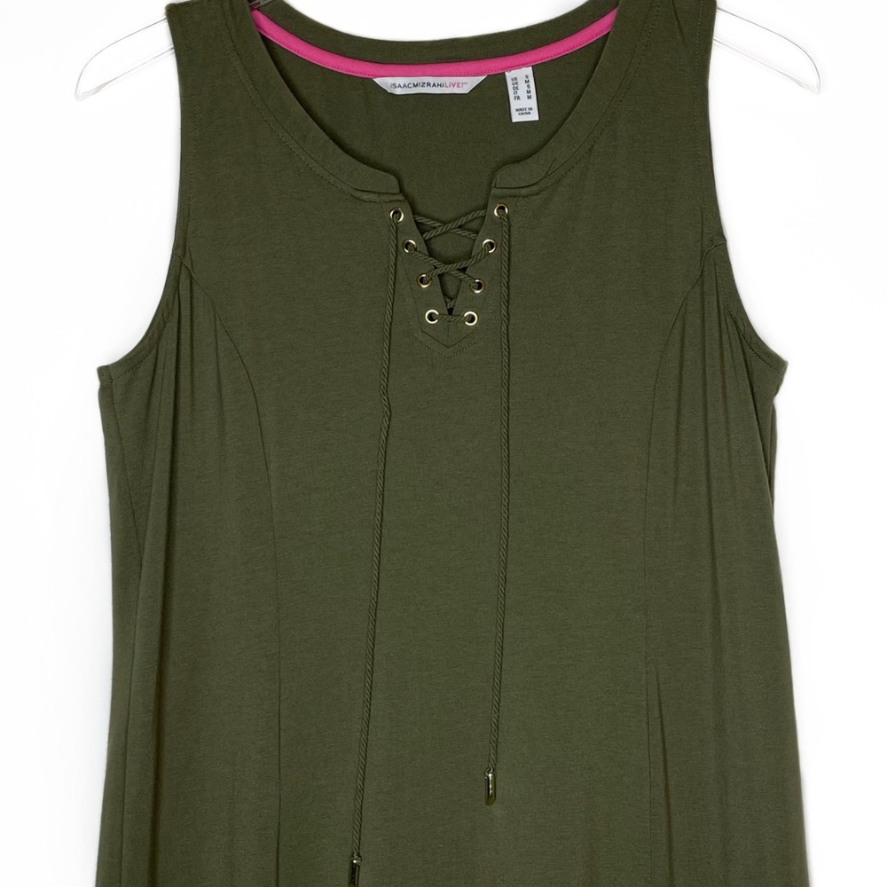 Isaac Mizrahi Maxi Tank Dress Lace Up S Green - Picture 5 of 12
